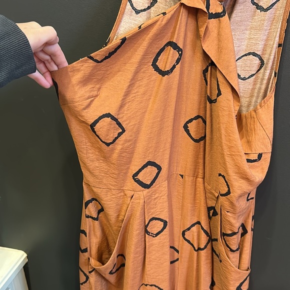 Anthropologie | Eva Franco Brown Jumpsuit with Geometric Pattern - Picture 9 of 11